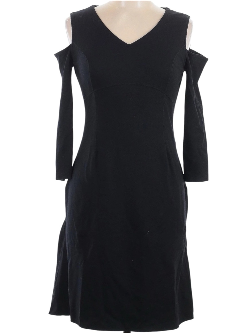NWT NUE by Shani Black Body Architecture Dress Sz 10 Cold Shoulder Sheath